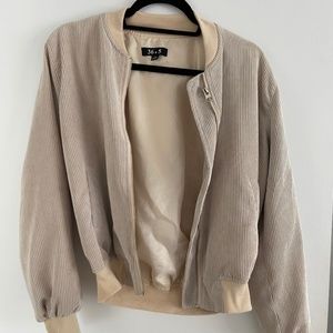Vintage Corduroy Bomber Jacket - Grey/Beige